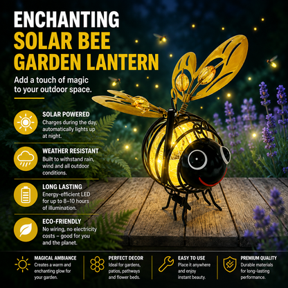 🐝💡Hanging Solar Bee Light – Warm Amber Glow, Flicker-Free, Perfect for Garden Parties, Camping, or Kids’ Rooms🌞